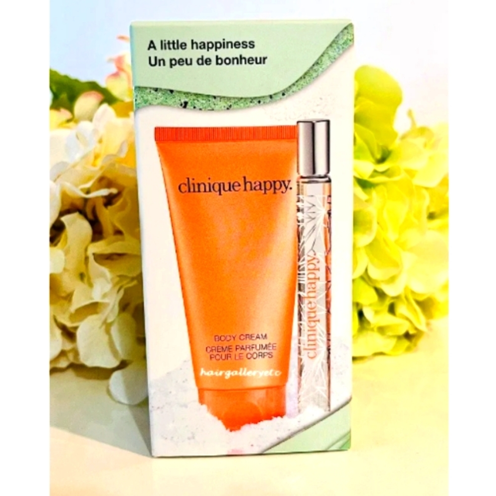 Clinique Happy perfume and body cream gift set.